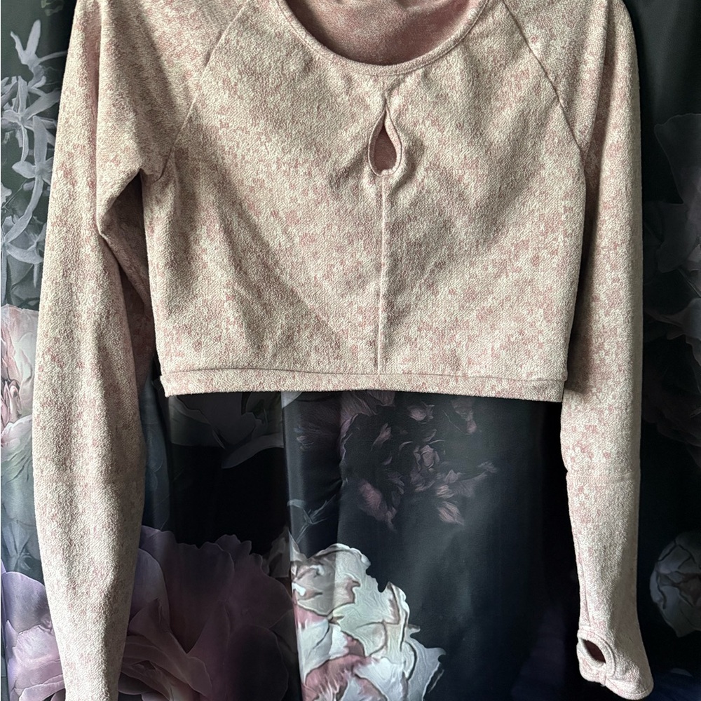 Gymshark Fleur Texture Long Sleeve Medium Dusty Pink Marl